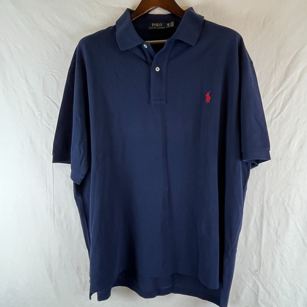 Polo Ralph Lauren Marine Blue Polo Shirt Men 2XB 2XG Big Red Pony NWOT Cotton